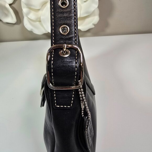 Vintage Coach Buckle Hobo Black Leather Bag - Picture 7 of 11